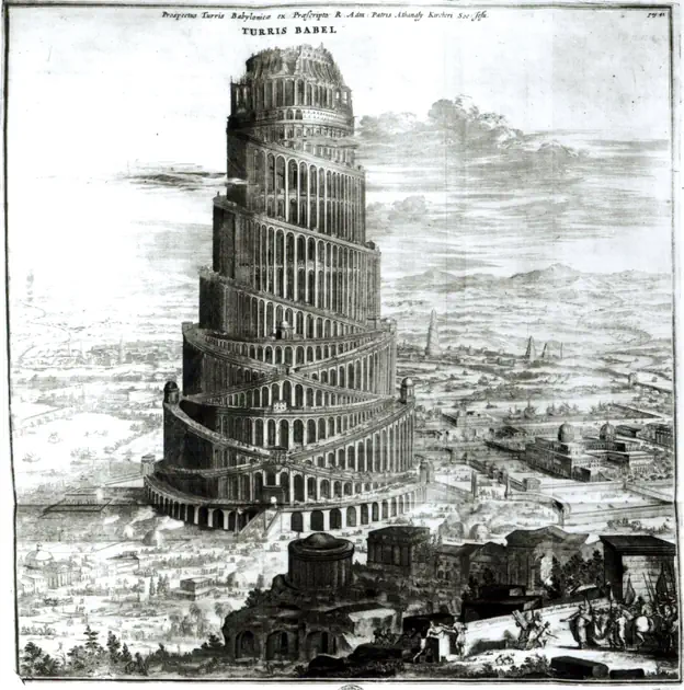 Spirals and arches racing to the sky in the Tower of Babel