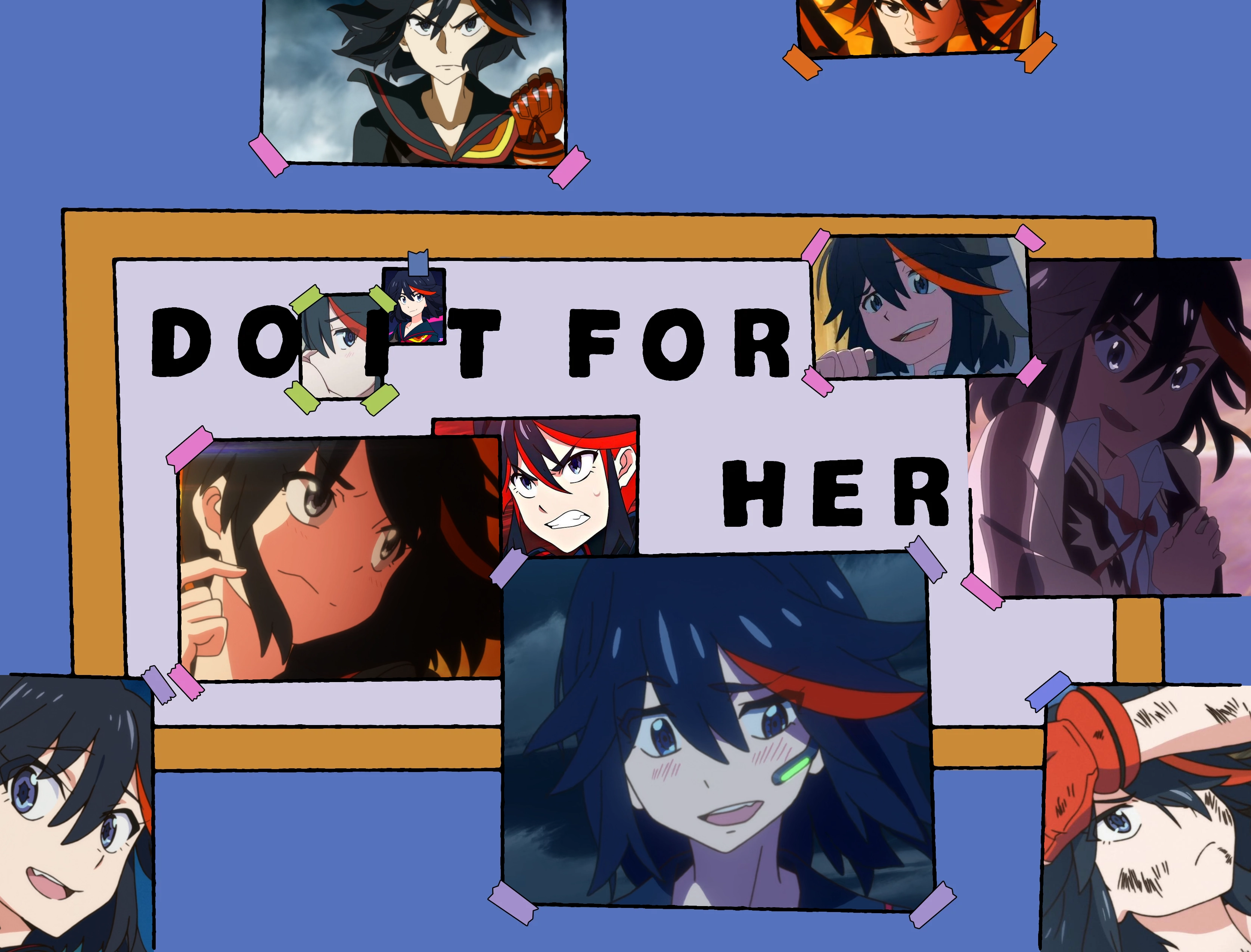 An edited image referencing the Simpsons, with the text 'Do it for her!' overlayed with screenshots of Ryuko